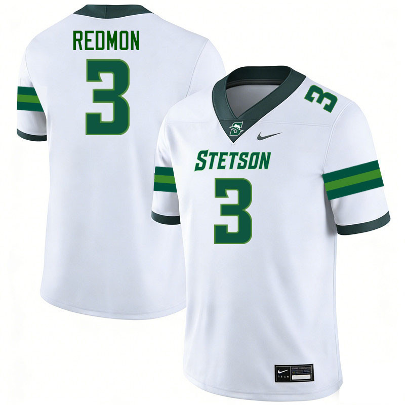 Stetson Hatters #3 Dylan Redmon College Football Jerseys,Uniforms-White